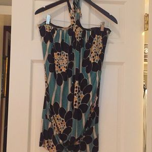 T-Bags Halter Top in green, gold and black.